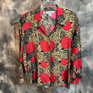 Oscar de La Renta Vintage Floral Blouse- 100% Silk- M
